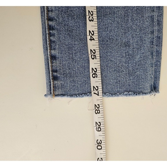 Levi's Wedgie Straight Blue Jeans Distressed Raw Hem Button Fly Women's Sz 27 - Picture 16 of 16